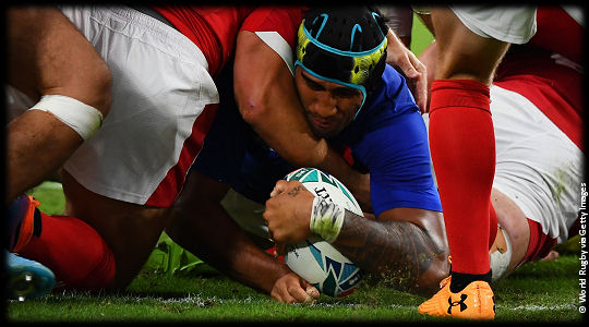 Wales v France Sebastien Vahaamahina try QF3 RWC2019